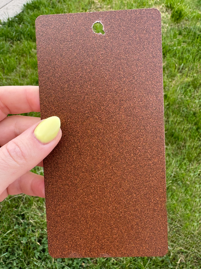 Foto af aluminiumslamel i Corten-look (Cortenimitation)